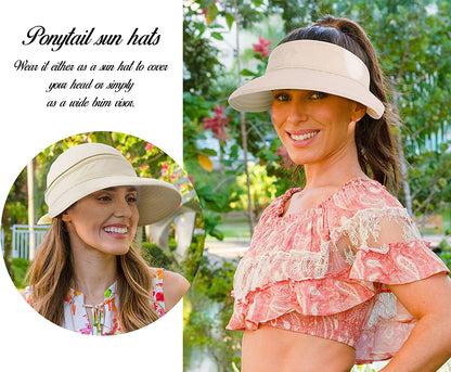 Verabella Womens Beach Hat Summer Lightweight Sun Hat for Hiking Sun Protection 2 in 1 Visor Sun Protection Hat Apparel & Accessories > Clothing Accessories > Hats Verabella   