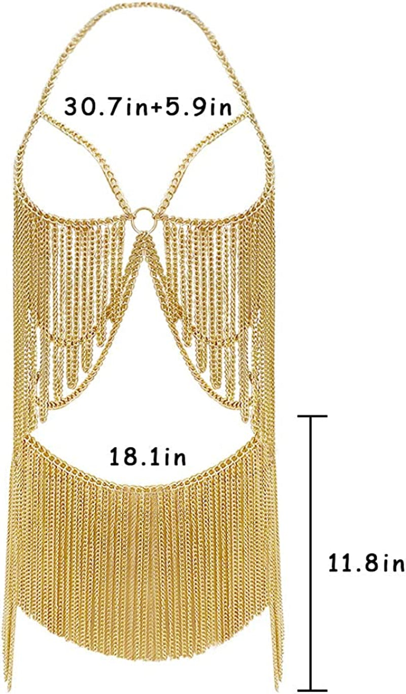 Minesign Boho Jewelry Women Metal Body Chain Set Indian Belly Chain Bikini Halloween Costume Party Apparel & Accessories > Jewelry > Body Jewelry MineSign   