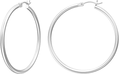 Gacimy Gold Hoop Earrings for Women 14K Real Gold Plated Hoops with 925 Sterling Silver Post Apparel & Accessories > Jewelry > Earrings Gacimy Silver 40mm  