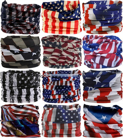 VANCROWN Headband Neck Gaiter Head Wrap Headwear Face Mask Magic Scarf Bandana for Men and Women Apparel & Accessories > Clothing Accessories > Headwear VANCROWN 12PCS.The Stars and Stripes  
