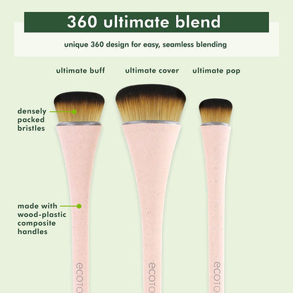 Ecotools 360 Ultimate Blend Makeup Brushes, for Cream & Stick Makeup, Foundation, Concealer, Highlighter, Brush Set of 3 Health & Beauty > Personal Care > Cosmetics > Cosmetic Tools > Makeup Tools EcoTools   