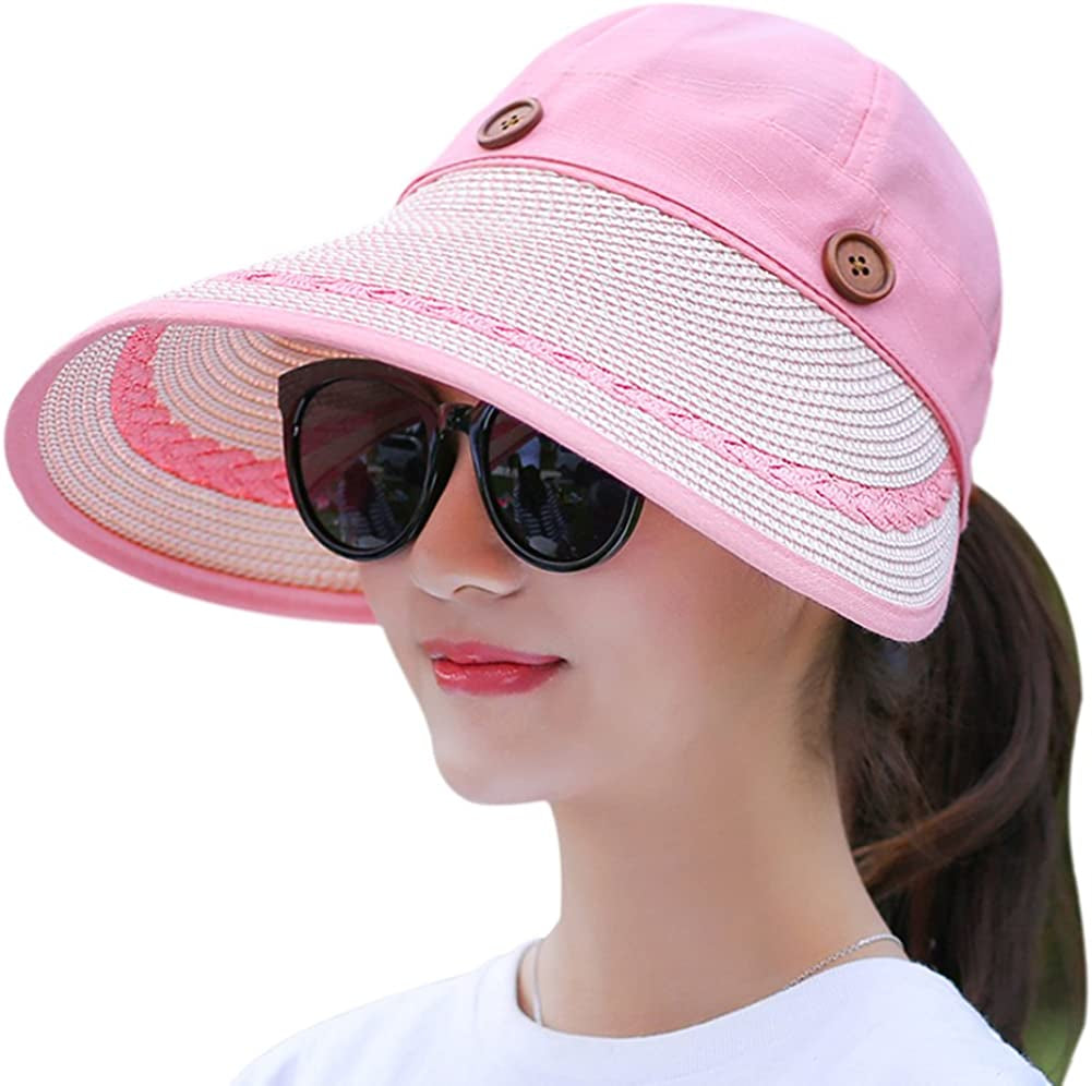 Muryobao Women'S Reversible 2-In-1 Wide Brim Floppy Hat UV Protection Hats for Beach Glof Apparel & Accessories > Clothing Accessories > Hats Muryobao Pink  