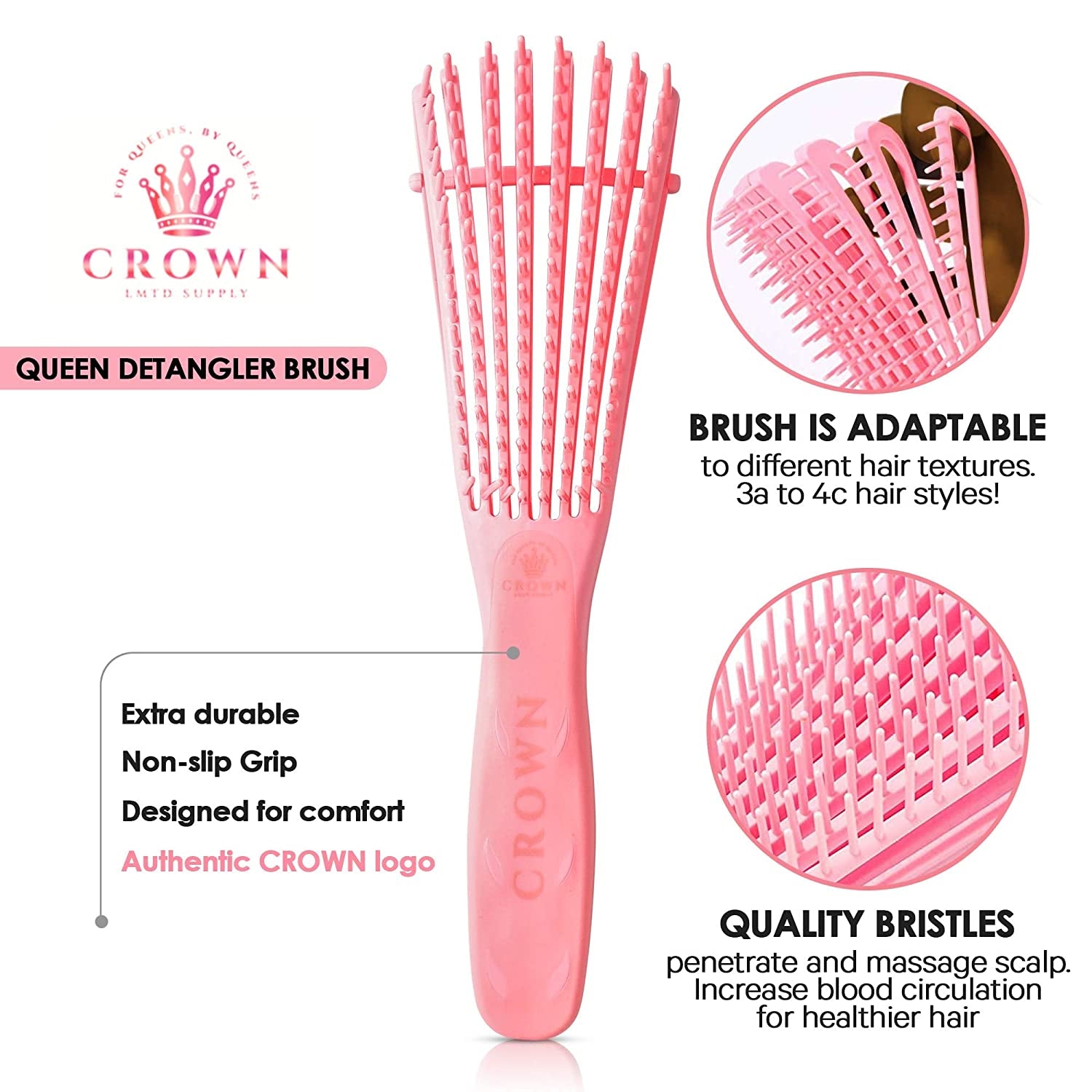Queen Box Deluxe Womens -7 in 1 Hair Care Kit: Detangler Brush, Bonnet, Rat Tail Comb, Silky Scarf, Spray Bottle and BONUS Hair Ties. for Afro Curly & Straight Hair Health & Beauty > Personal Care > Hair Care Crown Quality   