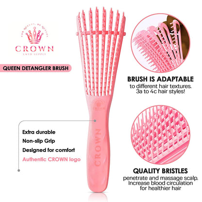 Queen Box Deluxe Womens -7 in 1 Hair Care Kit: Detangler Brush, Bonnet, Rat Tail Comb, Silky Scarf, Spray Bottle and BONUS Hair Ties. for Afro Curly & Straight Hair Health & Beauty > Personal Care > Hair Care Crown Quality   