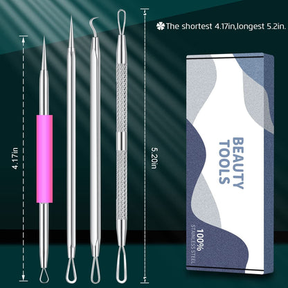 22PCS Blackhead Remover Tools, Acne Blemish Removal, Pimple Popper Extractor, Comedone Whitehead Zit Tweezers, Stainless Steel with Metal Case Health & Beauty > Personal Care > Cosmetics > Cosmetic Tools > Skin Care Tools THEDEFOL   