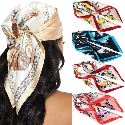 23.6 Inches Satin Head Scarves for Women 4PCS Square Silk like Hair Scarves Silk Hair Bandanas Apparel & Accessories > Clothing Accessories > Bandanas & Headties AWAYTR Devil  