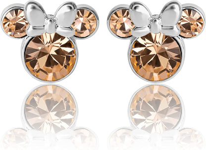 Disney Womens Minnie Mouse Birthstone Stud Earrings - Minnie Mouse Earrings - Birthstone Jewelry - Disney Jewelry Apparel & Accessories > Jewelry > Earrings Disney June-Light Peach Crystal  