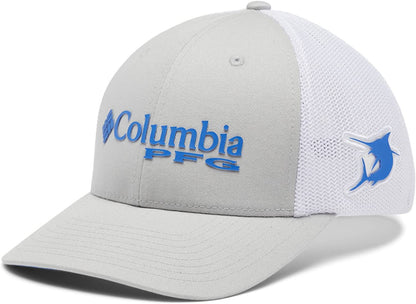 Columbia Women'S PFG Logo Mesh Ball Cap-High Crown Apparel & Accessories > Clothing Accessories > Hats Columbia Cool Grey, White, Vivid Blue, Marlin Small-Medium 