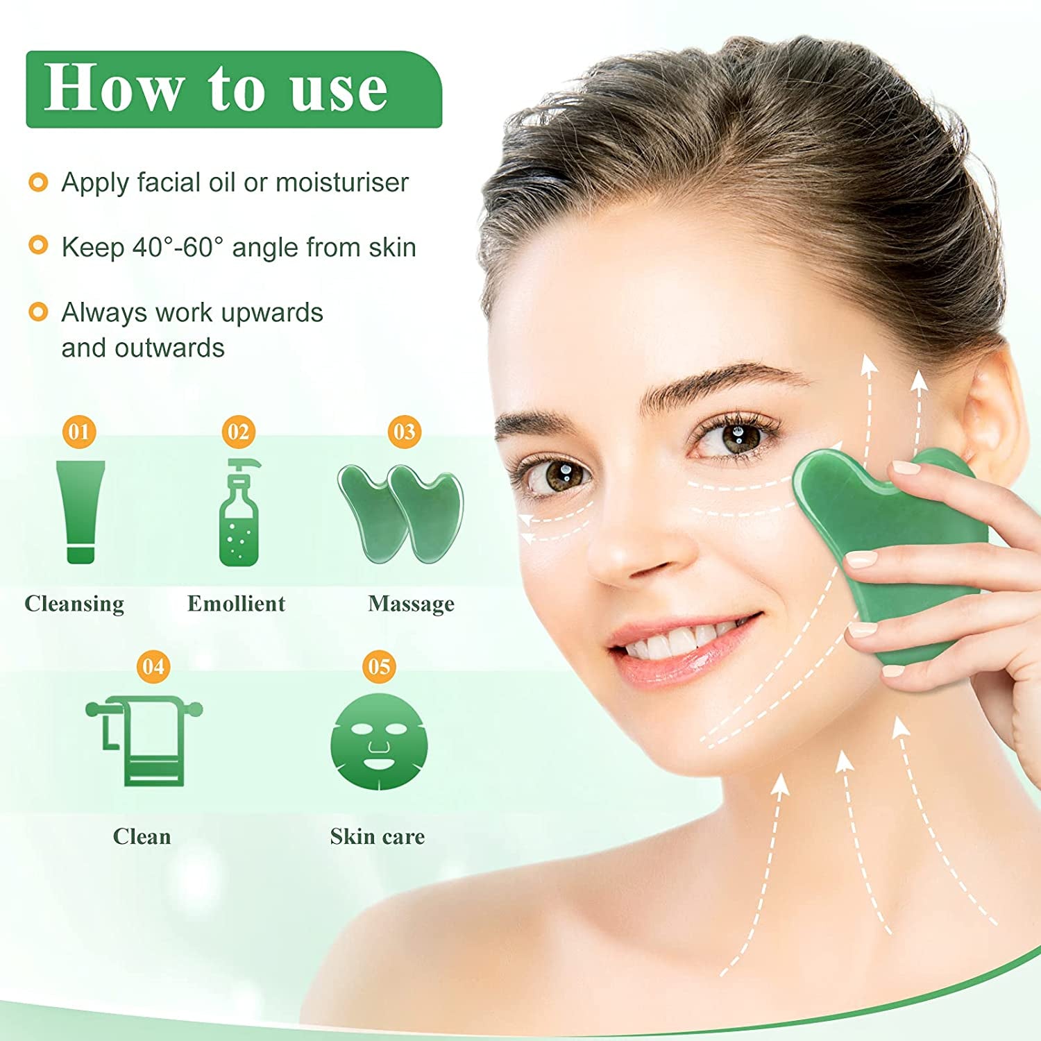 Gua Sha Facial Tools, 2 Pack Guasha Tool for Face, Natural Jade Gua Sha Massage Tool Health & Beauty > Personal Care > Cosmetics > Cosmetic Tools > Skin Care Tools OwnBeauti   
