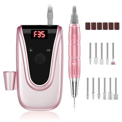 Rechargeable 35000 RPM Nail Drill, Portable Electric Nail Drill Professional Efile Nail Drill Kit for Acrylic, Gel Nails, Manicure Pedicure Polishing Shape Tools with 11Pcs Nail Drill Bits (Pink) Health & Beauty > Personal Care > Cosmetics > Cosmetic Tools > Nail Tools BVCR rose gold  