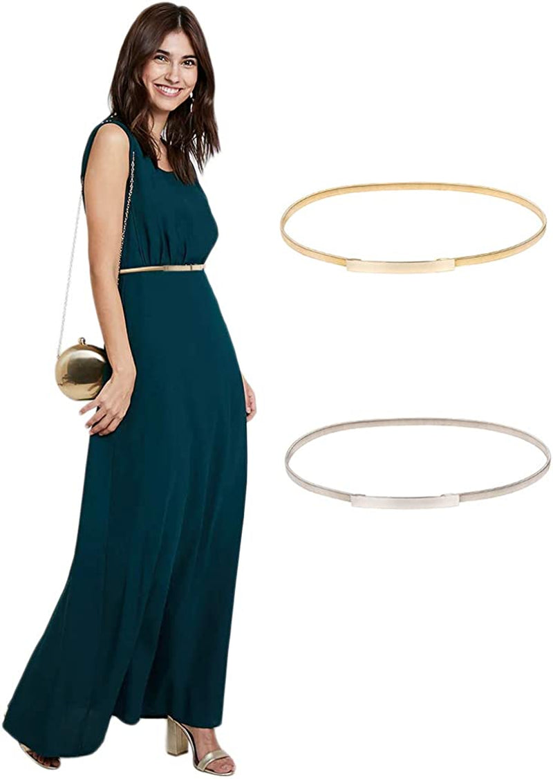 GRACE KARIN Women Skinny Metal Cinch Belt Gold Waistband Elastic Waist Belt CL633 Apparel & Accessories > Clothing Accessories > Belts GRACE KARIN Gold X-Large 