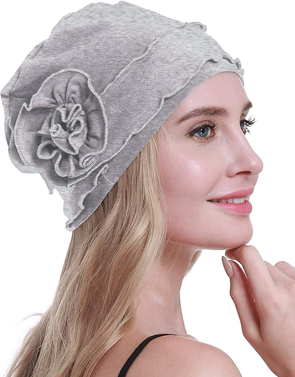 Osvyo Chemo Headwear Turban Cap for Women - Cancer Beanie Hair Loss Sealed Packaging Apparel & Accessories > Clothing Accessories > Headwear osvyo Cotton Light Grey One Size 