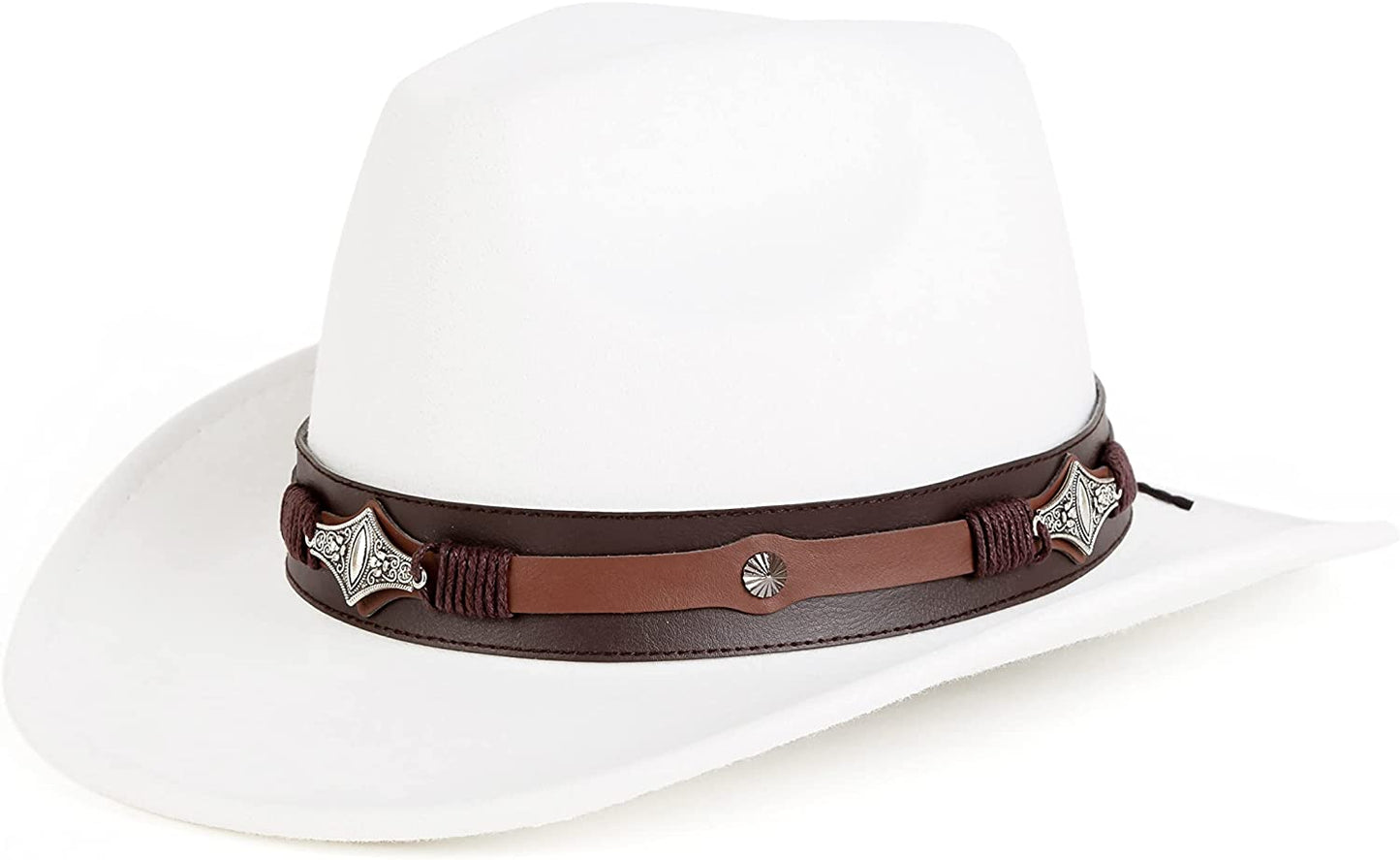 Gossifan Womens Classic Western Cowgirl Cowboy Wide Brim Hats with Belt Apparel & Accessories > Clothing Accessories > Hats Gossifan White 7 1/8-7 1/4 