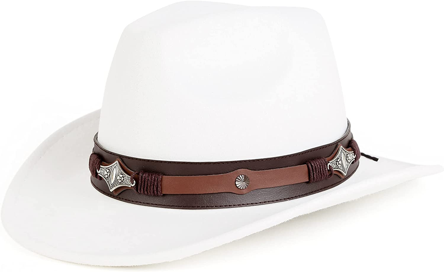 Gossifan Womens Classic Western Cowgirl Cowboy Wide Brim Hats with Belt Apparel & Accessories > Clothing Accessories > Hats Gossifan White 7 1/8-7 1/4 