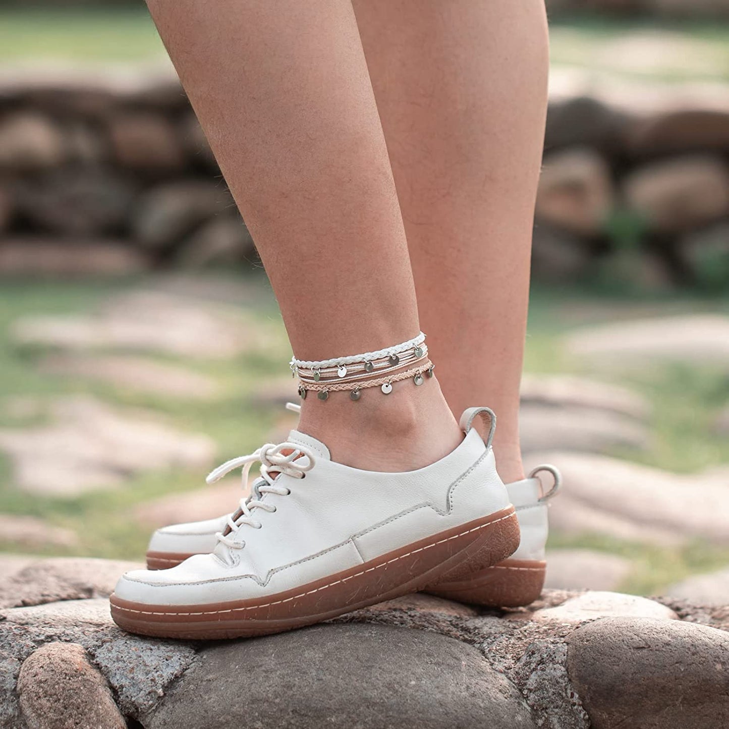 FANCY SHINY String Ankle Bracelets Waterproof Rope Anklets Braided Beach Boho Coin Anklets Cute Friendship Foot Jewelry for Women Teen Girls Apparel & Accessories > Jewelry > Anklets FANCY SHINY   