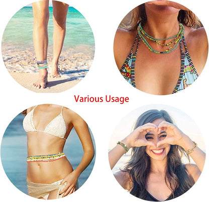 Waist Beads for Women Colorful Waist Bead African Beaded Body Chain Waist Belly Chain Stretchy Elastic String Waist Chain Summer Bikini Jewelry for Woman 33.5Inch Apparel & Accessories > Jewelry > Body Jewelry Cooluckday   