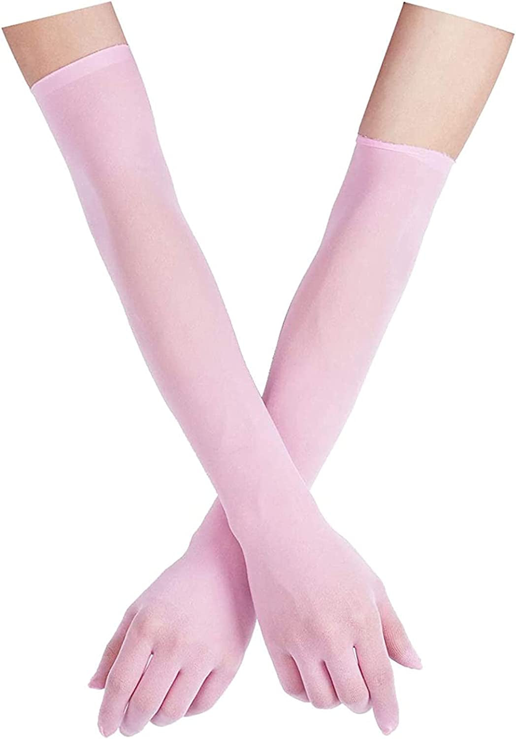 TAIKMD Women Mesh See through Evening Gloves Opera Length Glove Mittens Apparel & Accessories > Clothing Accessories > Gloves & Mittens TAIKMD Pink  