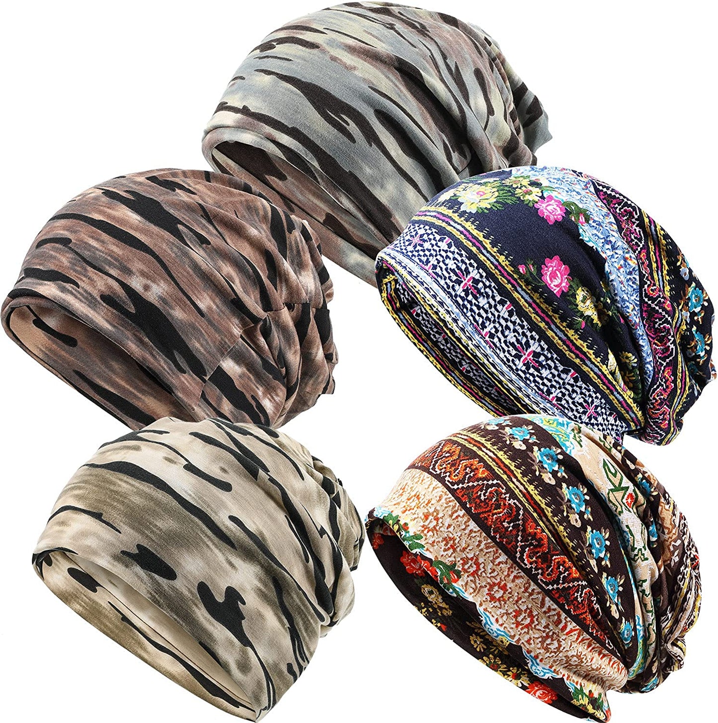 SATINIOR 5 Pieces Women'S Slouchy Beanie Hat Baggy Skull Sleep Cap Turban Headwear Apparel & Accessories > Clothing Accessories > Headwear SATINIOR Chic Style  