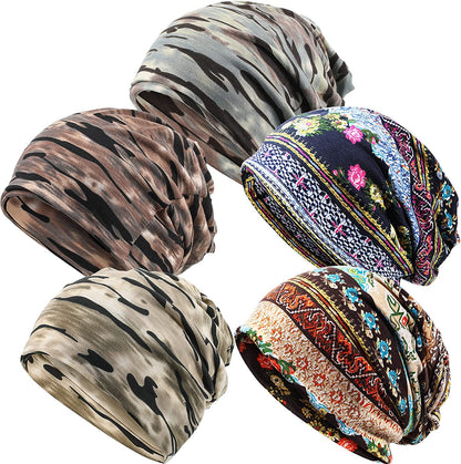SATINIOR 5 Pieces Women'S Slouchy Beanie Hat Baggy Skull Sleep Cap Turban Headwear Apparel & Accessories > Clothing Accessories > Headwear SATINIOR Chic Style  