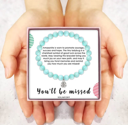 SOLINFOR Coworker Leaving Gifts, Retirement Gifts for Women - Amazonite Beads Farewell Bracelet - Moving Away Goodbye Going Away New Job Good Luck Jewelry Gift Idea for Friends Boss Apparel & Accessories > Jewelry > Bracelets SOLINFOR   