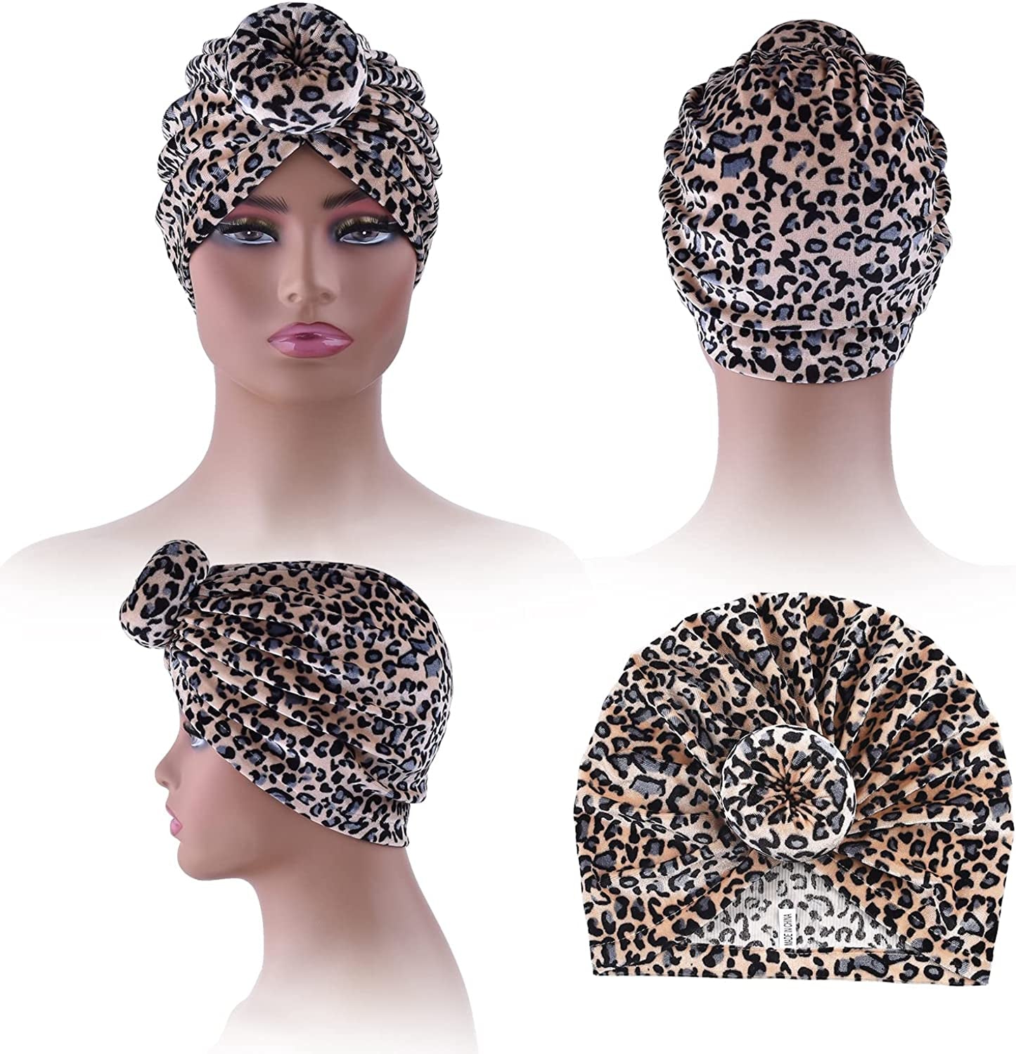 WKJHO 6 Pieces Women Turban Hat African Flower Knot Pre-Tied Bonnet Beanie Cap Headwrap for Girls Apparel & Accessories > Clothing Accessories > Bandanas & Headties Generic   
