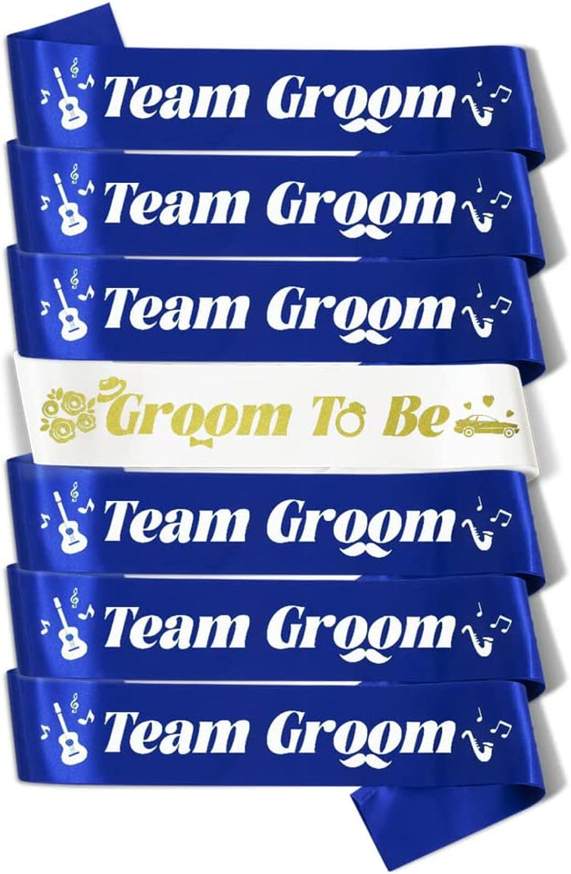 Party to Be Groom to Be Sash Set Wedding Stag Night Bachelor Party Decoration Black Apparel & Accessories > Clothing Accessories > Sashes Party to Be Set E (Groom+Team 7 PCS)  