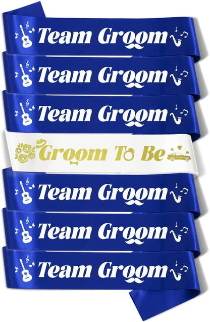 Party to Be Groom to Be Sash Set Wedding Stag Night Bachelor Party Decoration Black Apparel & Accessories > Clothing Accessories > Sashes Party to Be Set E (Groom+Team 7 PCS)  