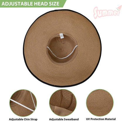 Sun Hats for Women Wide Brim Summer Beach Hats for Women Foldable Travel Straw UV Protection Apparel & Accessories > Clothing Accessories > Hats Sierry   