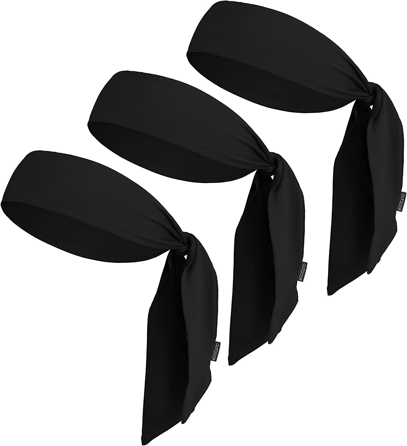 Tie Headband for Women, Men, & Kids - Karate Headband, Ninja Headbands, Tie Headbands for Muay Thai, Softball, Basketball, Sports & Tennis - Pirate & Athletic Headbands - Sweat Wicking Headband Apparel & Accessories > Clothing Accessories > Bandanas & Headties OutdoorEssentials 3 Black  