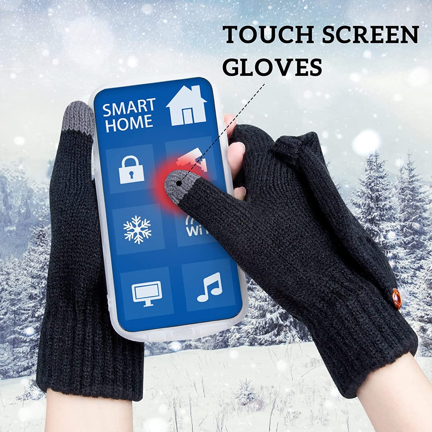 Winter Gloves Warm Wool Knit Flip Fingerless Gloves Mittens for Women Gifts Apparel & Accessories > Clothing Accessories > Gloves & Mittens Loritta   