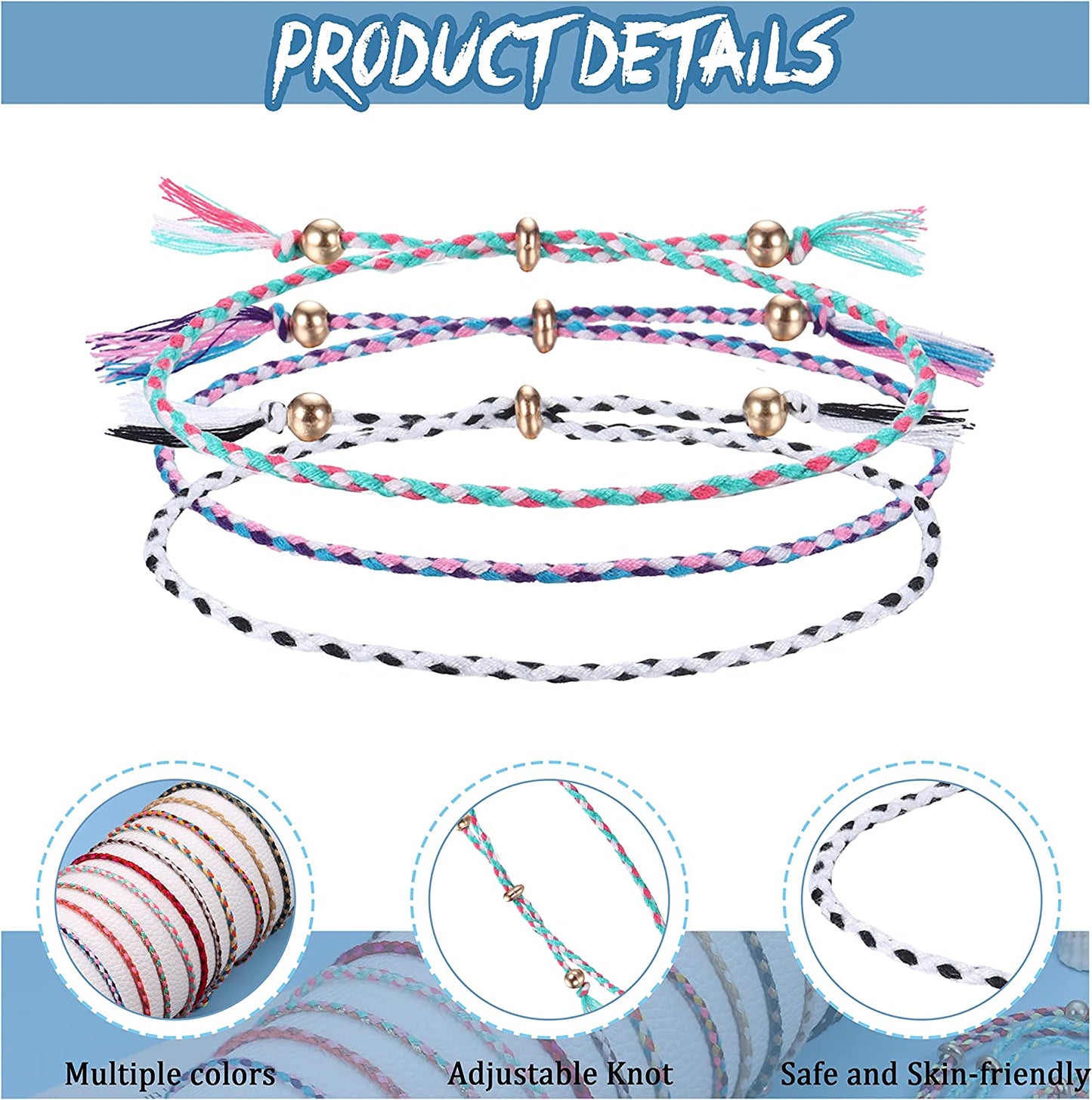LOLIAS 35Pcs Woven Wrap Friendship Bracelets for Women Men Adjustable Braided String Bracelet Colorful Handmade Rope Friendship Bracelets Pack Boho Party Favors Apparel & Accessories > Jewelry > Bracelets LOLIAS   