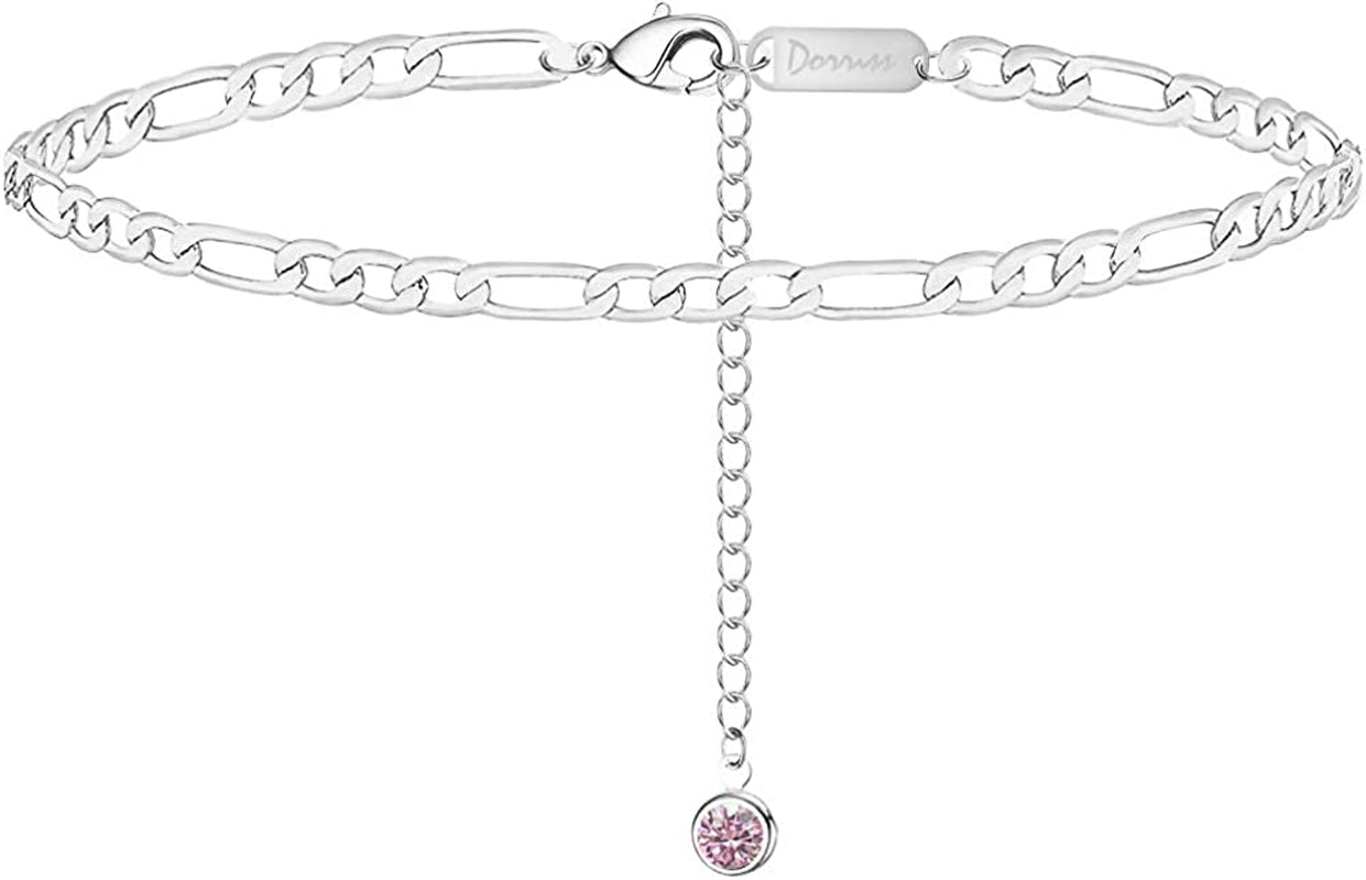 Stainless Steel Ankle Bracelets, Adjustable Chain Anklets Feet Jewelry with Gift Card & Box for Women, Men, Couple Anklet for Daily, Party, Beach, Wedding Apparel & Accessories > Jewelry > Anklets HX SHARE New style silver  