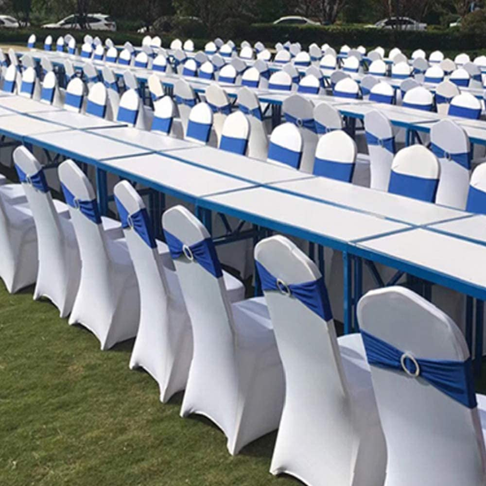 WENSINL Pack of 50 Stretch Chair Sashes for Wedding, Elastic Lycra Chair Bands with Buckle Slider, Chair Bows for Party, without White Chair Covers (Sky Blue) Apparel & Accessories > Clothing Accessories > Sashes HAOYU   