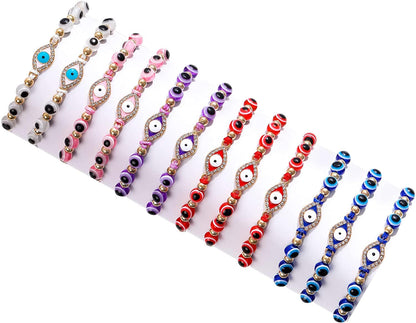 24/12 Pcs Evil Eye Bracelets Mexican Bracelets Hamsa Bracelet Set Protection Mal De Ojo Bracelets Gold Evil Eye Anklets Jewelry Gift for Women Girls Boys Apparel & Accessories > Jewelry > Bracelets Bovemee Gold  
