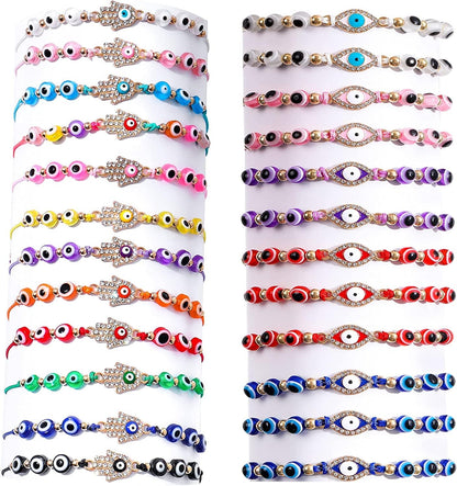 24/12 Pcs Evil Eye Bracelets Mexican Bracelets Hamsa Bracelet Set Protection Mal De Ojo Bracelets Gold Evil Eye Anklets Jewelry Gift for Women Girls Boys Apparel & Accessories > Jewelry > Bracelets Bovemee Hamsa& Gold EvilEye  