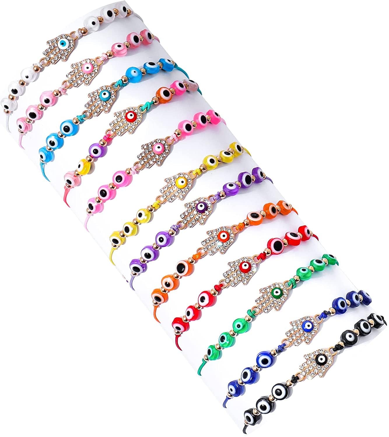 24/12 Pcs Evil Eye Bracelets Mexican Bracelets Hamsa Bracelet Set Protection Mal De Ojo Bracelets Gold Evil Eye Anklets Jewelry Gift for Women Girls Boys Apparel & Accessories > Jewelry > Bracelets Bovemee Hamsa  