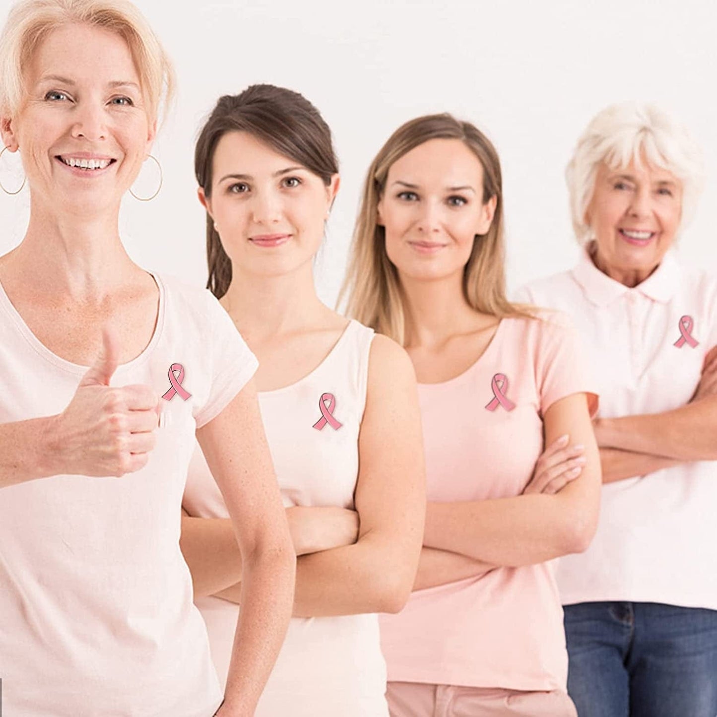 24/48 Pcs Breast Cancer Awareness Pins- Metal Pink Ribbon Lapel Pins Brooch Hope Ribbon Pins for Breast Cancer Survivor Charity Event Fundraising Gathering Women Girls Clothes Decor (L/S) Pink(24pcs-large)