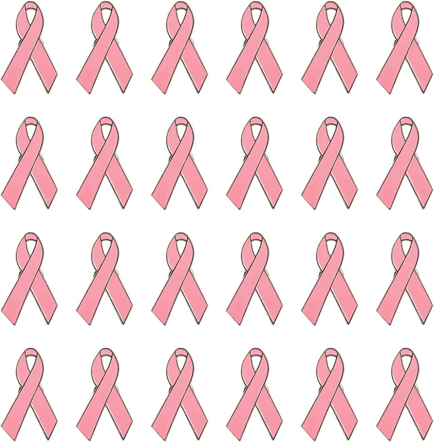 24/48 Pcs Breast Cancer Awareness Pins- Metal Pink Ribbon Lapel Pins Brooch Hope Ribbon Pins for Breast Cancer Survivor Charity Event Fundraising Gathering Women Girls Clothes Decor (L/S) Pink(24pcs-large)