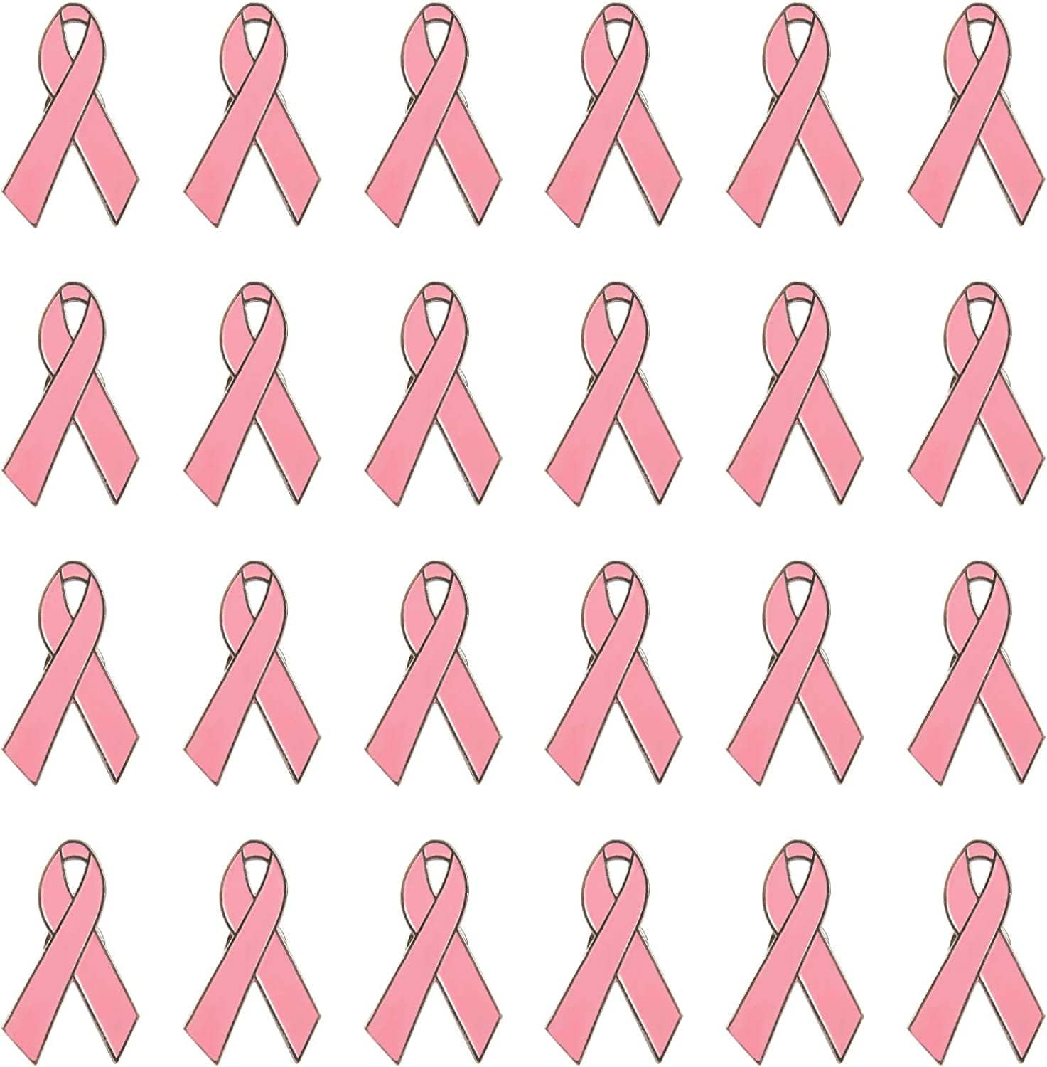 24/48 Pcs Breast Cancer Awareness Pins- Metal Pink Ribbon Lapel Pins Brooch Hope Ribbon Pins for Breast Cancer Survivor Charity Event Fundraising Gathering Women Girls Clothes Decor (L/S) Pink(24pcs-large)