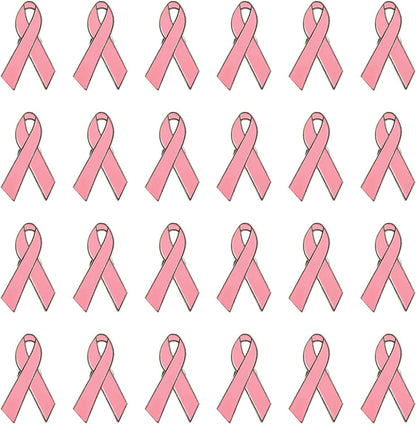 24/48 Pcs Breast Cancer Awareness Pins- Metal Pink Ribbon Lapel Pins Brooch Hope Ribbon Pins for Breast Cancer Survivor Charity Event Fundraising Gathering Women Girls Clothes Decor (L/S) Pink(24pcs-large)