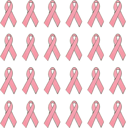 24/48 Pcs Breast Cancer Awareness Pins- Metal Pink Ribbon Lapel Pins Brooch Hope Ribbon Pins for Breast Cancer Survivor Charity Event Fundraising Gathering Women Girls Clothes Decor (L/S) Pink(24pcs-large)