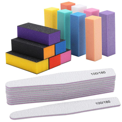 24 Counts Nail File and Buffer Set with 100/180 Grit Coarse Emery Board 3/4 Way Nail Polish Buffer Professional Manicure Tools Health & Beauty > Personal Care > Cosmetics > Cosmetic Tools > Nail Tools BTYMS Rhomboidal Nail Files Set  