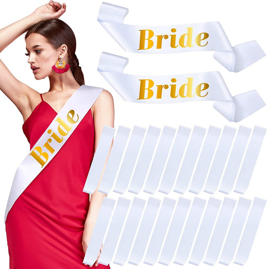 24 Packs Blank Satin Sashes White Sashes Satin Blank Sashes to Decorate Party DIY Sashes for Pageants Bride Baby Shower Beauty Pageant Graduation Weeding Birthday Party Apparel & Accessories > Clothing Accessories > Sashes Geyoga   