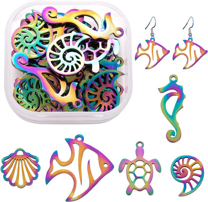 24 Pcs 12 Constellation Charms Flat round Constellation Rainbow Pendants Zodiac Sign Pendants Charm for Jewelry Earring Necklace Making B-ocean