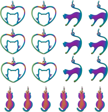 24 Pcs 12 Constellation Charms Flat round Constellation Rainbow Pendants Zodiac Sign Pendants Charm for Jewelry Earring Necklace Making Cat