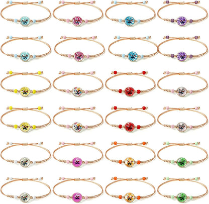 24 Pcs Butterfly Woven Friendship Bracelet Butterfly Crystal Beads Bracelet Adjustable Colorful Butterfly Bracelets for Women Girl Kids Butterfly Birthday Party Favors Apparel & Accessories > Jewelry > Bracelets Jadive Butterfly Dried Flowers Style  