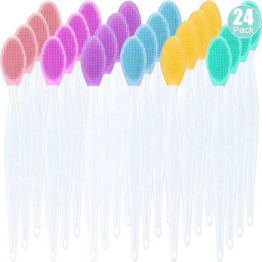 24 Pieces Double-Sided Silicone Exfoliating Lip Brush Brush Silicone Facial Scrubber Exfoliator Set Silicone Facial Cleaning Tool for DIY Facial Skin Care Health & Beauty > Personal Care > Cosmetics > Cosmetic Tools > Skin Care Tools Patelai   