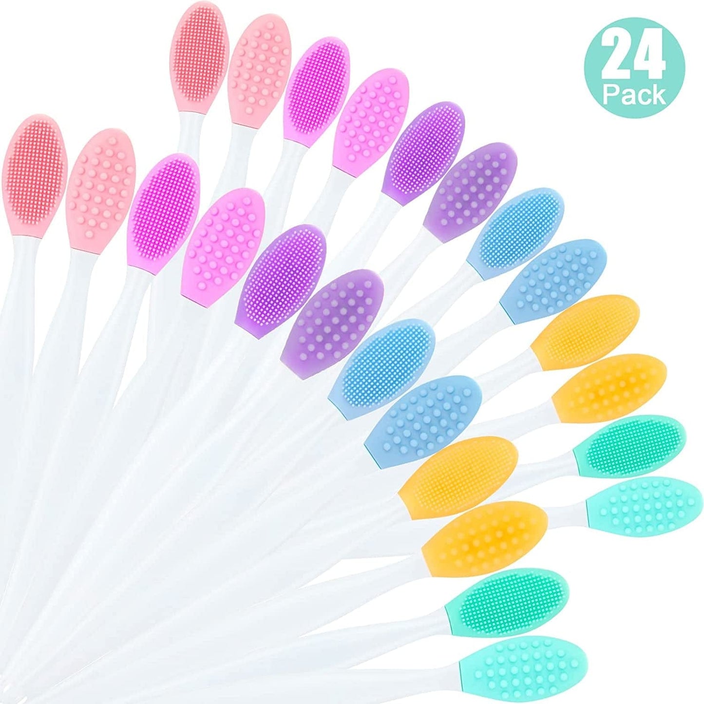 24 Pieces Double-Sided Silicone Exfoliating Lip Brush Brush Silicone Facial Scrubber Exfoliator Set Silicone Facial Cleaning Tool for DIY Facial Skin Care Health & Beauty > Personal Care > Cosmetics > Cosmetic Tools > Skin Care Tools Patelai   
