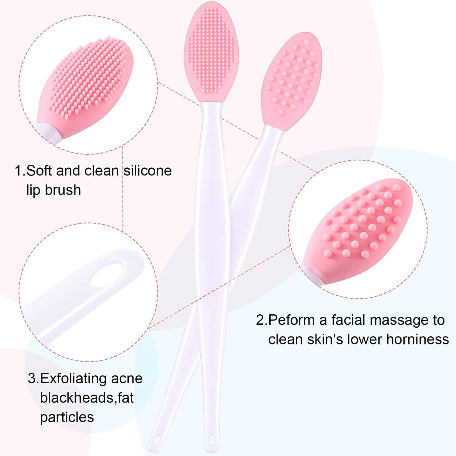 24 Pieces Double-Sided Silicone Exfoliating Lip Brush Brush Silicone Facial Scrubber Exfoliator Set Silicone Facial Cleaning Tool for DIY Facial Skin Care Health & Beauty > Personal Care > Cosmetics > Cosmetic Tools > Skin Care Tools Patelai   