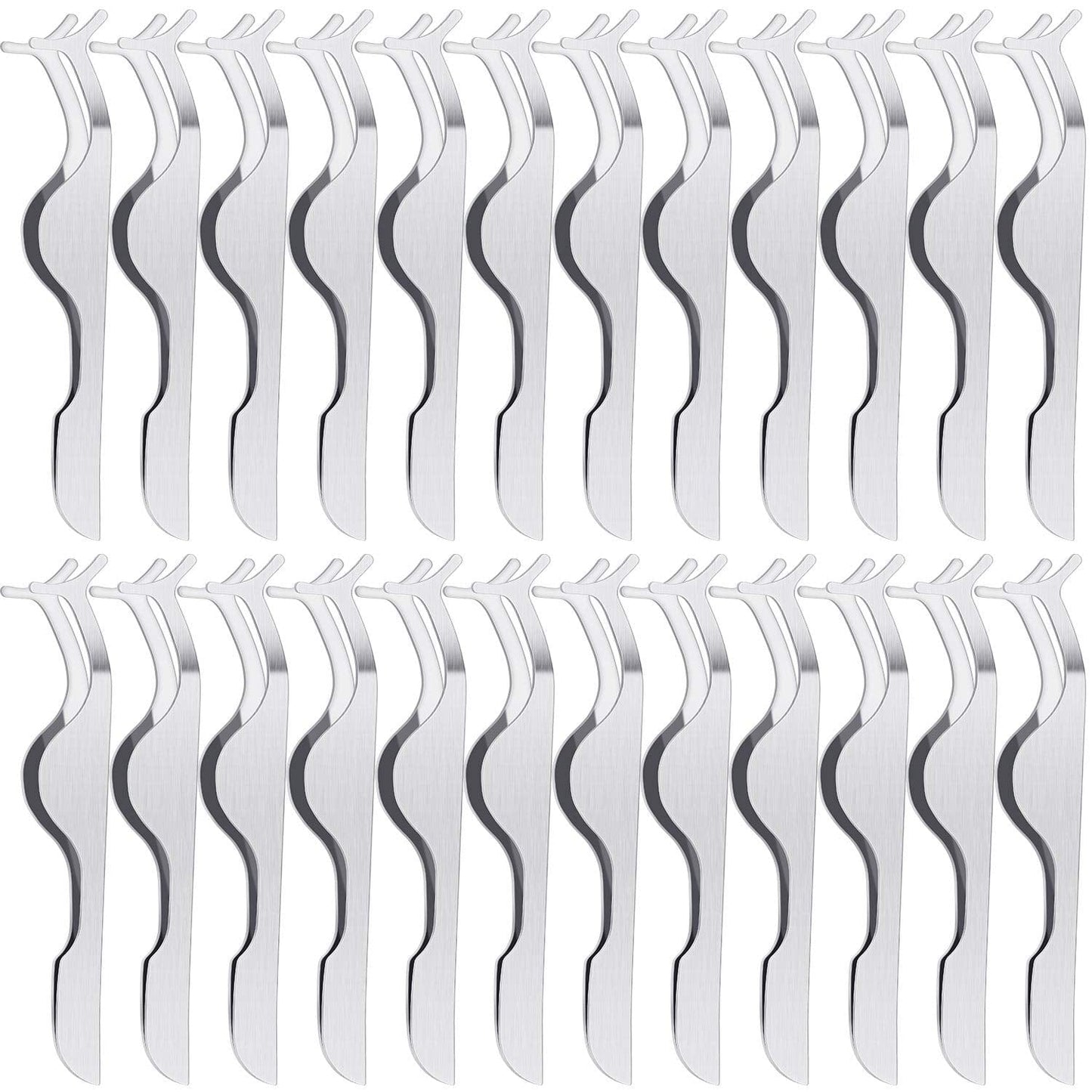 24 Pieces False Eyelashes Applicator Tool Stainless Steel Eyelash Extension Tweezers Remover Clip Tweezers Nipper Eyelash Auxiliary Clip for Women Girls Makeup Application and Removal (Black) Health & Beauty > Personal Care > Cosmetics > Cosmetic Tools > Makeup Tools Honoson Silver Color  